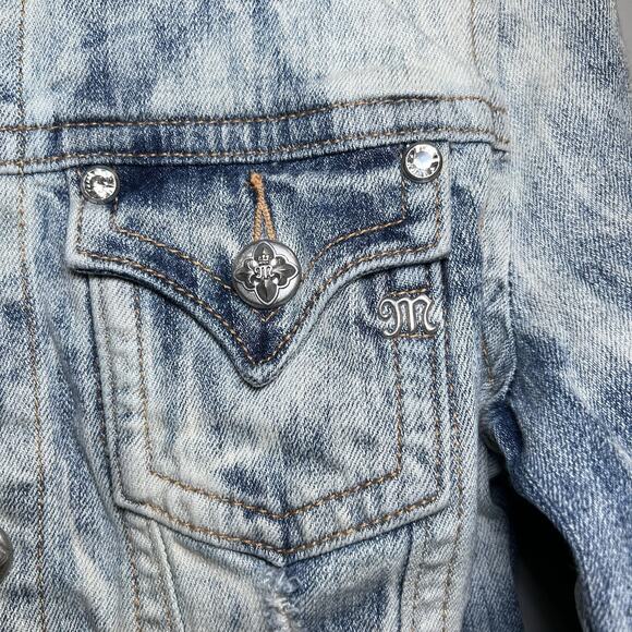 Miss Me Denim Jacket Size Small Acid Wash Distressed - Picture 3 of 7